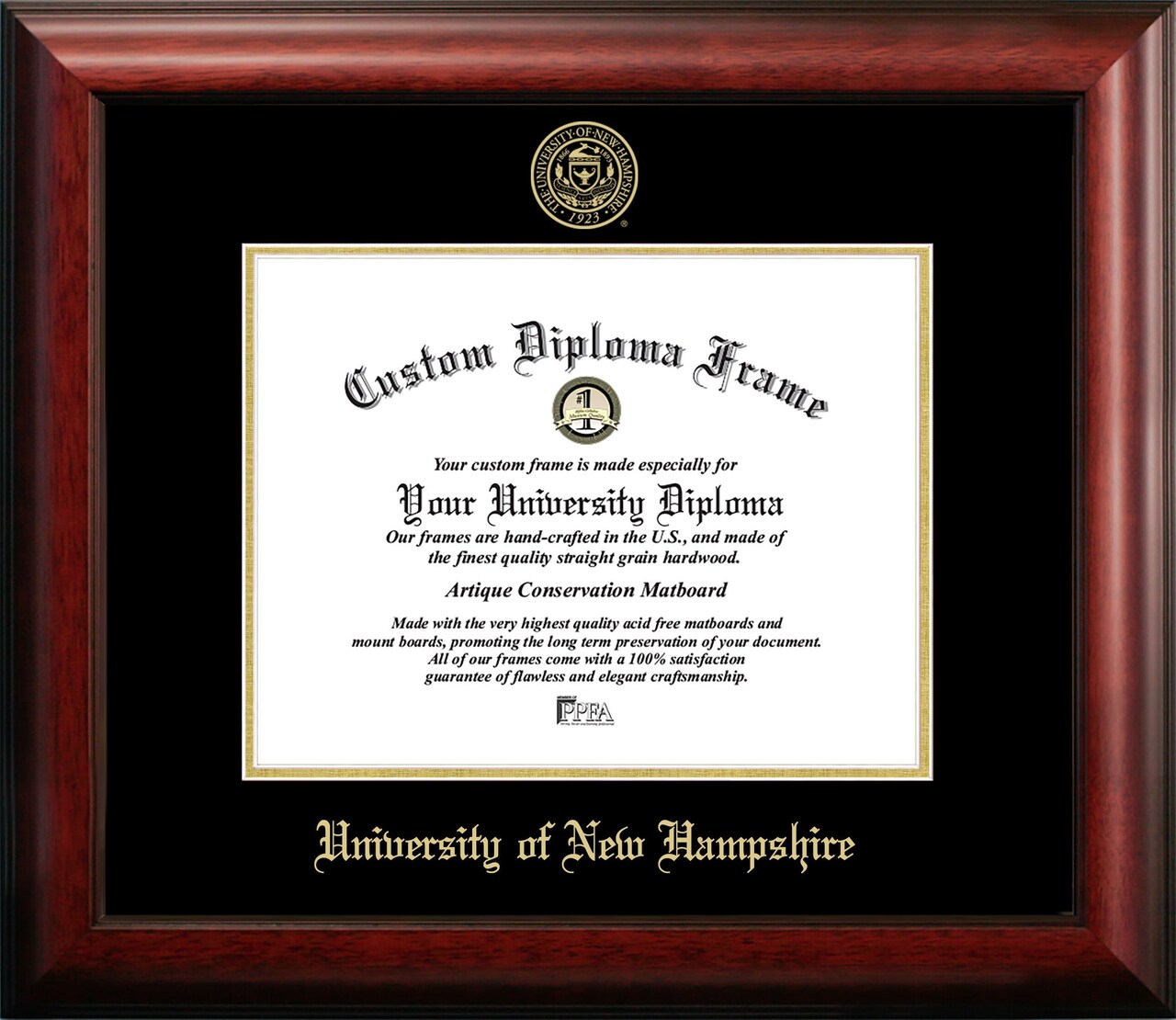 University of New Hampshire 10w x 8h Gold Embossed Diploma Frame